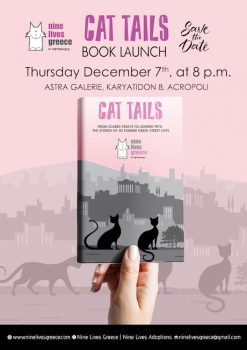 A poster announcing the launch of the Nine Lives' book 'Cat Tails'