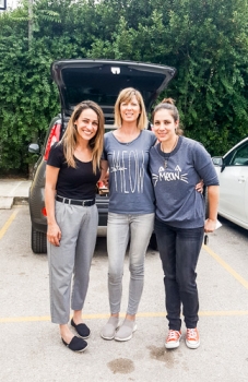 ACS teacher Laura Kollintzas from the student stray animal rescue group with Cordelia Madden-Kanellopoulou and Mimika Xidarakou of Nine Lives