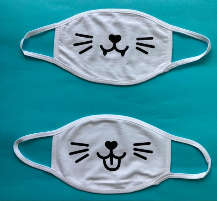 2 of the patterns offered for the new masks for sale by Nine Lives Greece