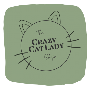 The Crazy Cat Lady Shop Logo Green background vierkant Λογότυπο για το Crazy Cat Lady Shop